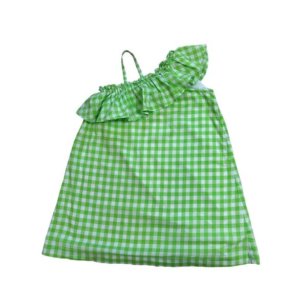 Crewcuts J.Crew Factory Girl’s Gingham Ruffle One Shoulder Dress Size 5 Summer - Picture 1 of 6